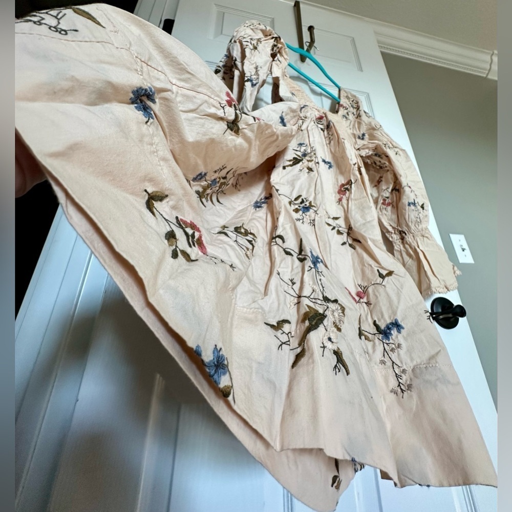 Anthropologie Embroidered Mini Dress NWT — Sand S | Cottagecore Boho - Picture 14 of 16